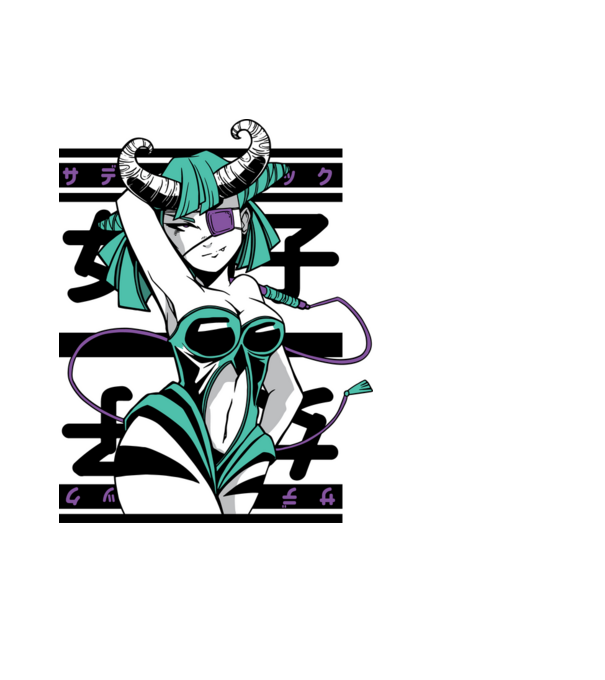 Fată sexy Anime model negru pe tricou