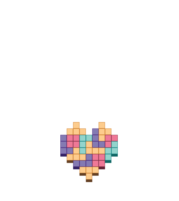 Inimă Tetris model roz deschis pe tricou