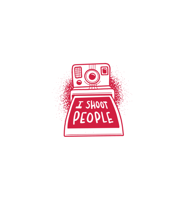I shoot people - Fotograf model alb pe tricou