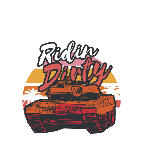 Ridin Dirty tricou cu tanc model alb pe tricou