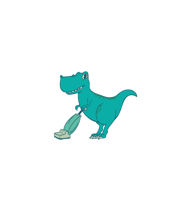 T-rex făcând curățenie model alb pe tricou
