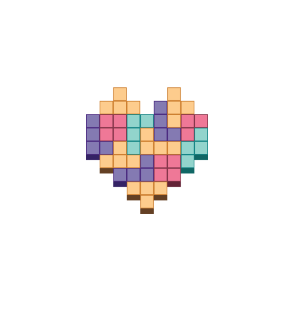 Inimă Tetris model roz deschis pe tricou