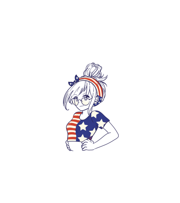 fată Americană Anime model alb pe tricou