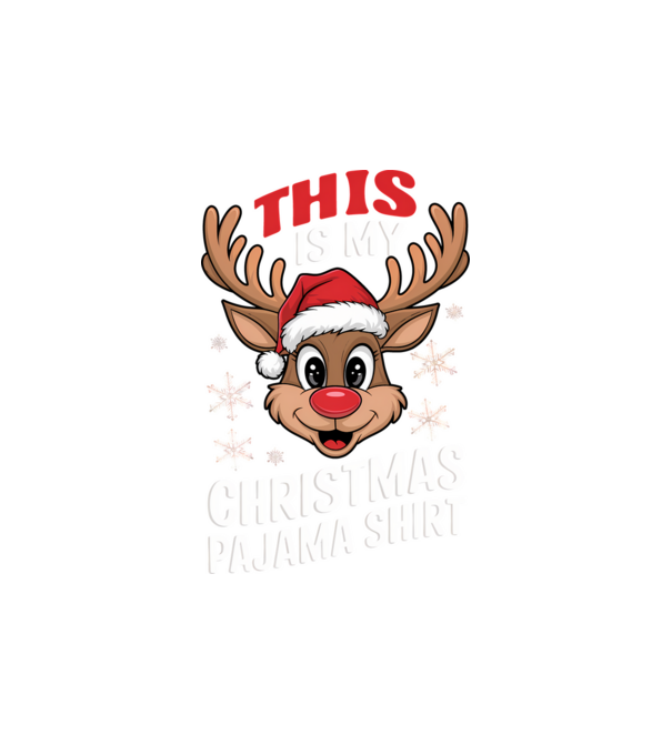 Christmas Pajama Reindeer Negru model alb pe tricou