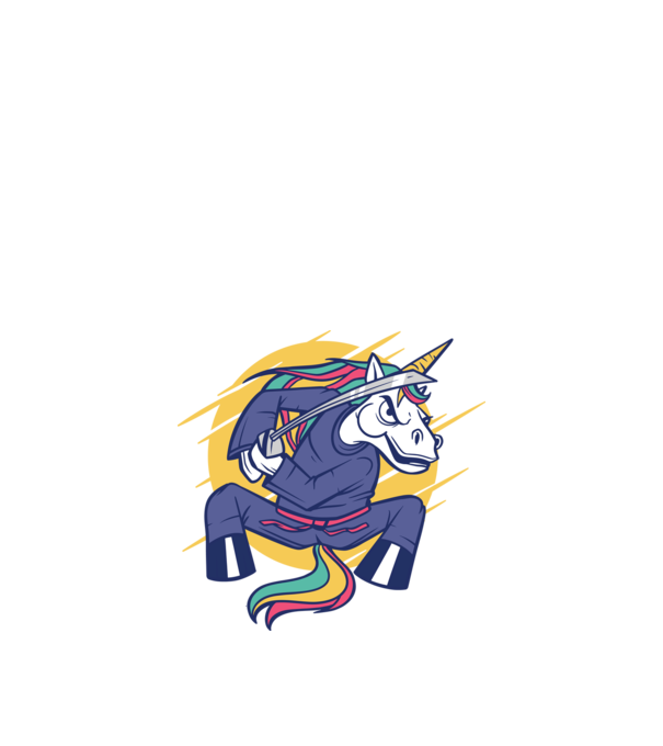 Unicorn Ninja model negru pe tricou