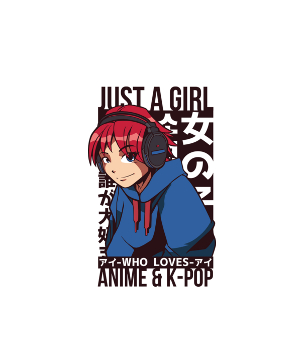 Doar o fată căreia îi place Anime și K-Pop model alb pe tricou