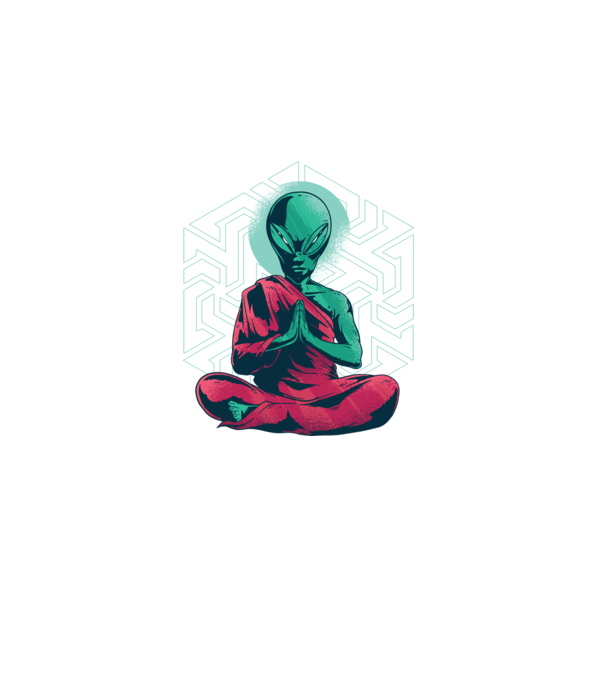 Meditație Alien model negru pe tricou
