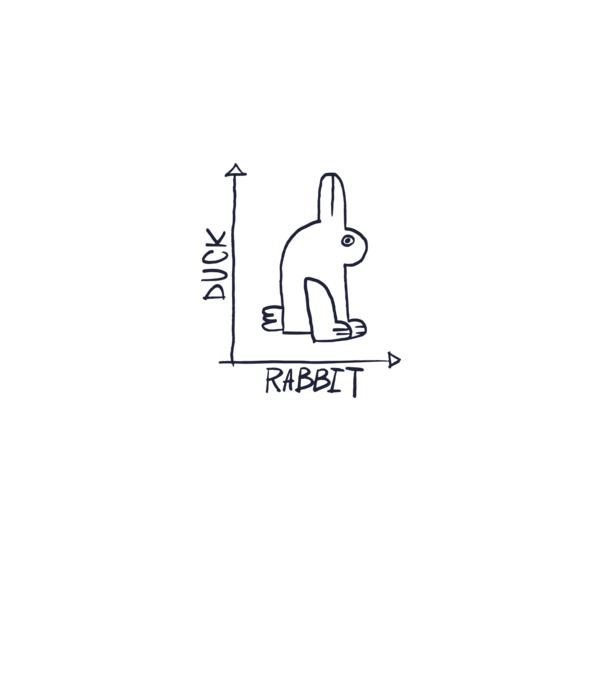 Rabbit vs Duck - Iepure sau Rață model alb pe tricou