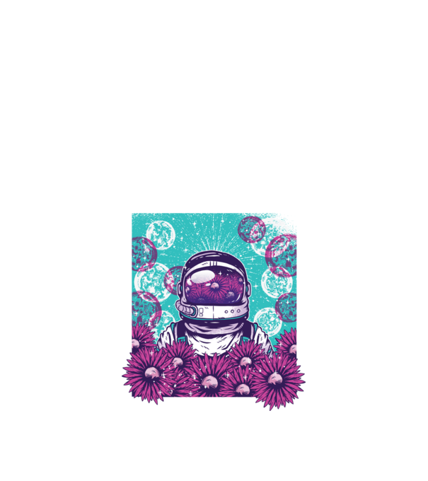 Floral Astronaut model negru pe tricou