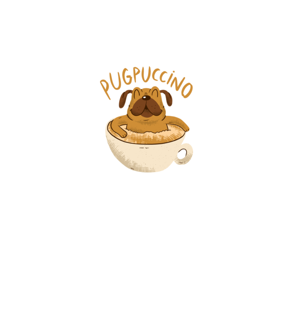 Pugpuccino Capuccino cu Mops model turcoaz pe tricou