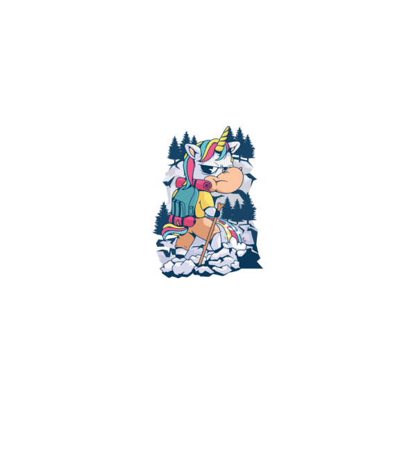 Unicorn excursionist pipi model alb pe tricou