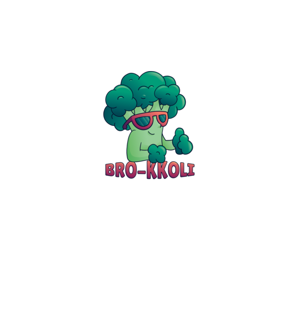 Broccoli model alb pe tricou