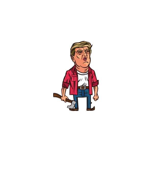 Trump tăietor de lemne model alb pe tricou