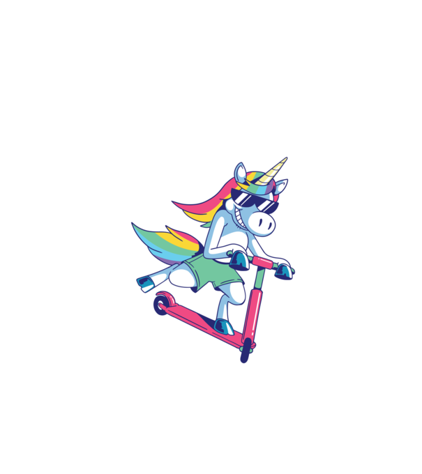 Unicorn cu trotinetă tricou amuzant model negru pe tricou