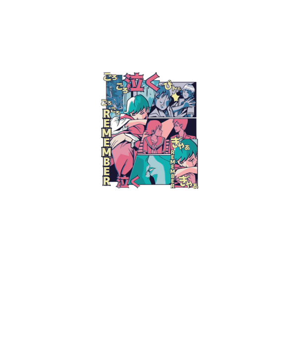 Anime Vaporwave benzi desenate model alb pe tricou