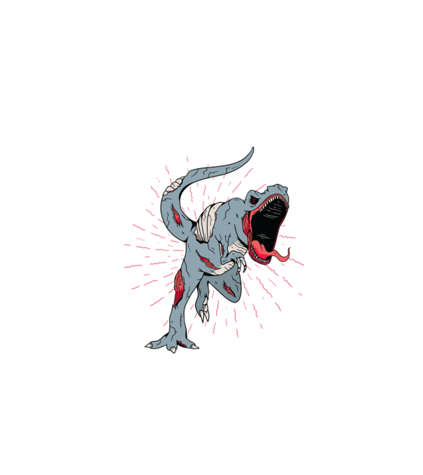T-rex Zombie model alb pe tricou