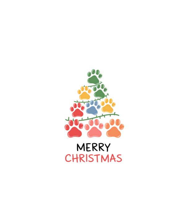 Merry Christmas Paws Alb model alb pe tricou