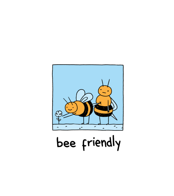 Bee friendly model alb pe tricou