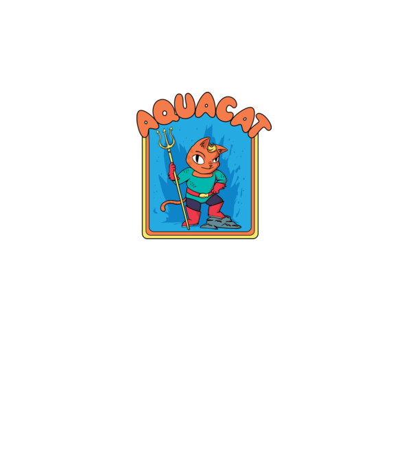 Aquacat model turcoaz pe tricou