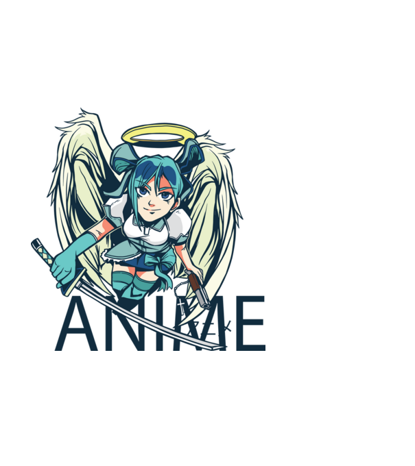 Anime fată cu sabie model alb pe tricou