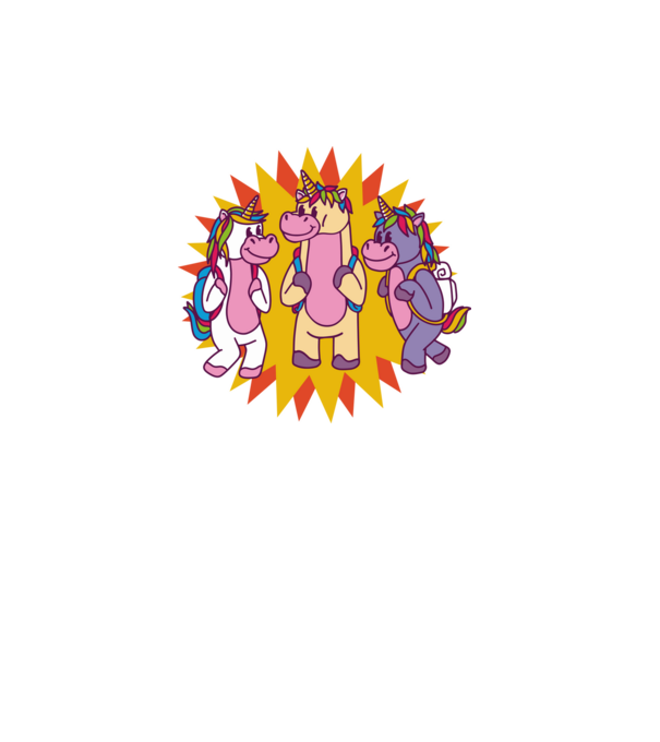 Unicorni școlari model alb pe tricou