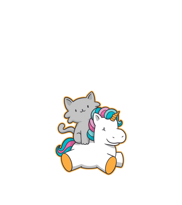 Unicorn Cu pisică model albastru închis pe tricou