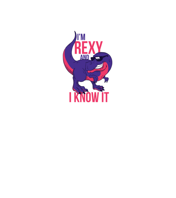 'I''m Rexy and I know it - tricou dinozaur amuzant' model alb pe tricou