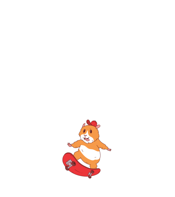 Hamster Skateboarder model alb pe tricou