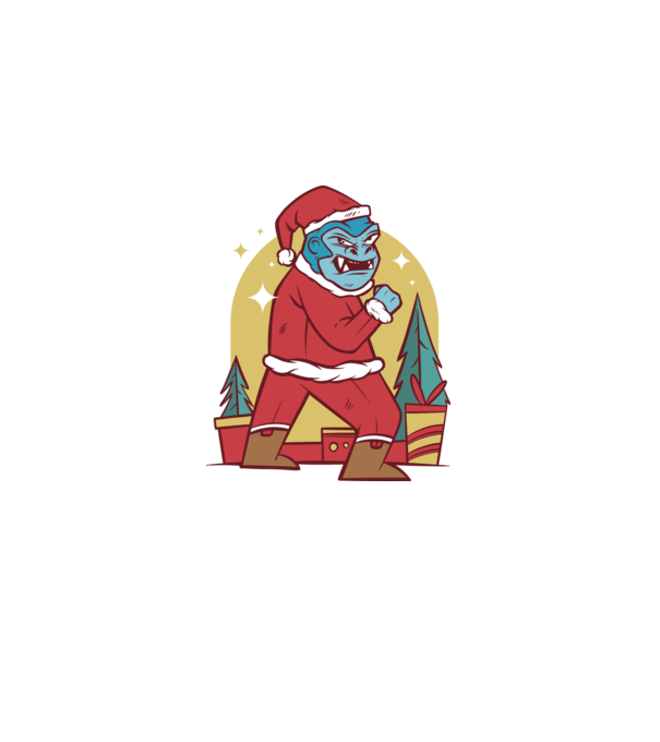Gorila Santa model alb pe tricou