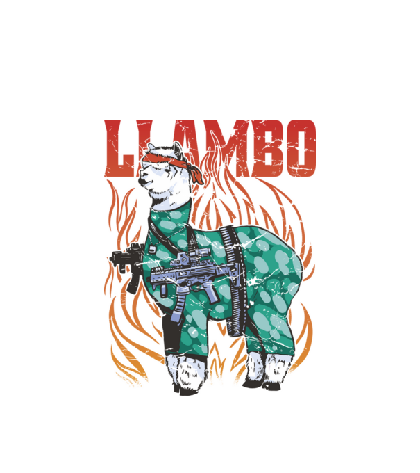 Llambo Lama model alb pe tricou