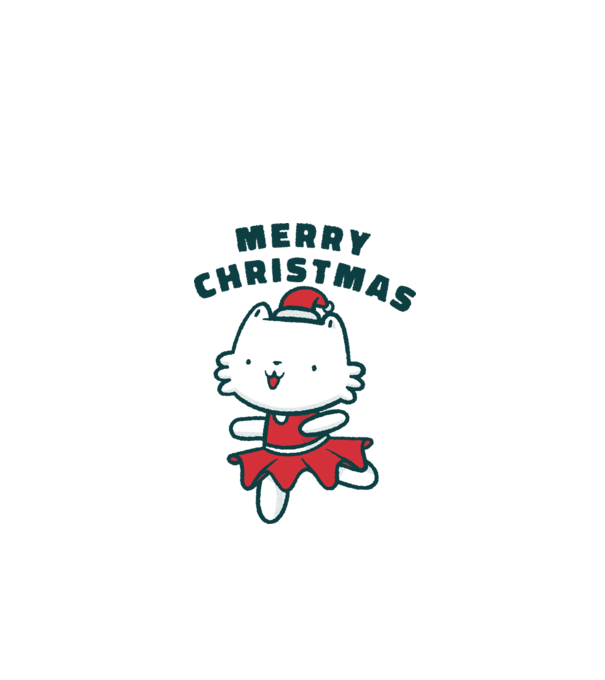 Pisică Merry Christmas model alb pe tricou