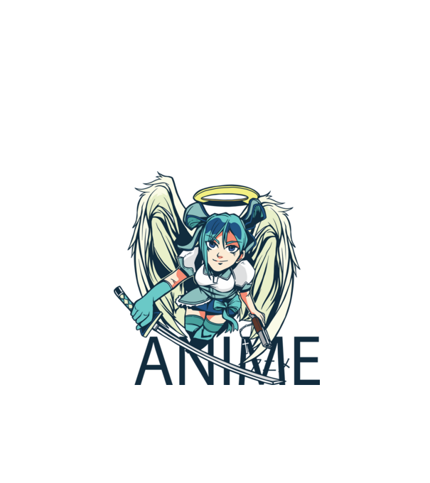 Anime fată cu sabie model verde de măr pe tricou