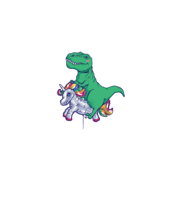 T-rex pe Unicorn balon model alb pe tricou