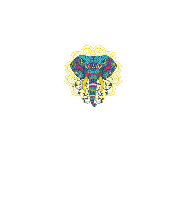 Elefant Mandala Colorat model albastru închis pe tricou