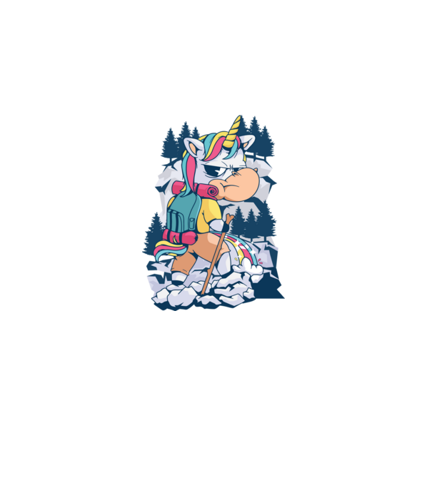 Unicorn excursionist pipi model alb pe tricou