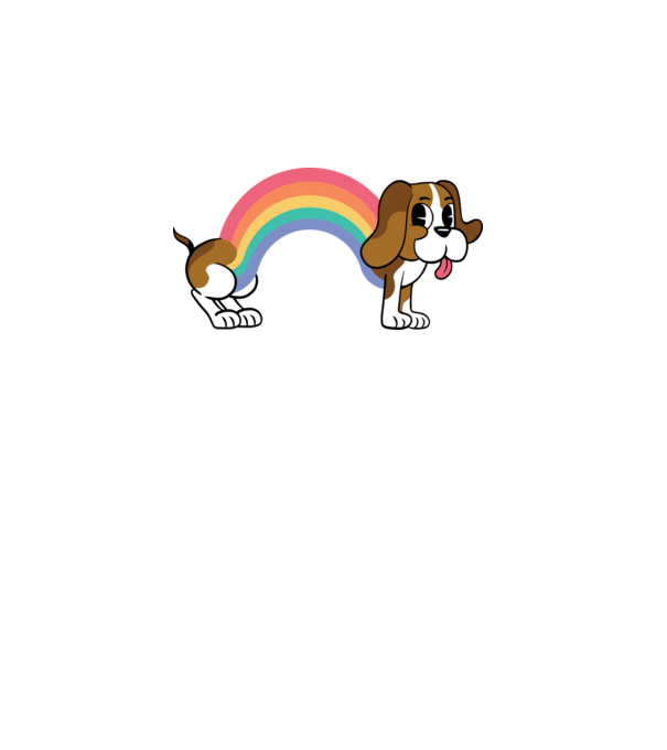 Beagle curcubeu model alb pe tricou