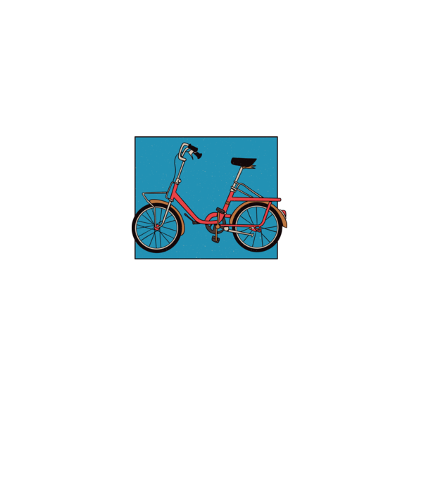 Bicicletă Camping model alb pe tricou