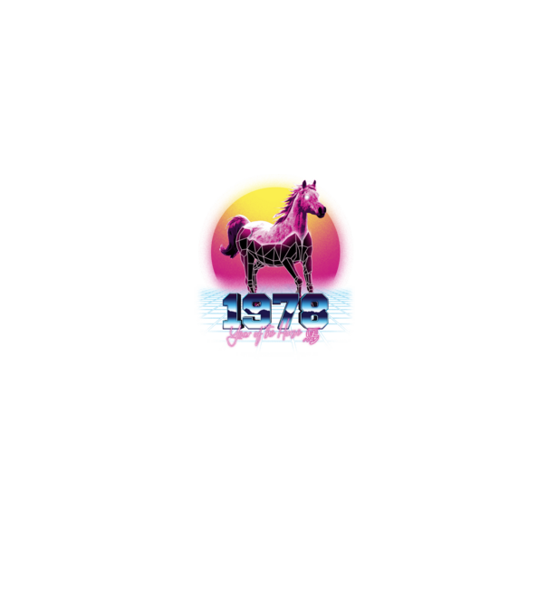 1978 Year of the Horse model negru pe tricou