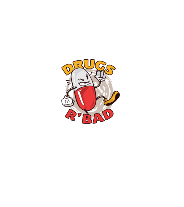 Drogurile sunt rele model alb pe tricou