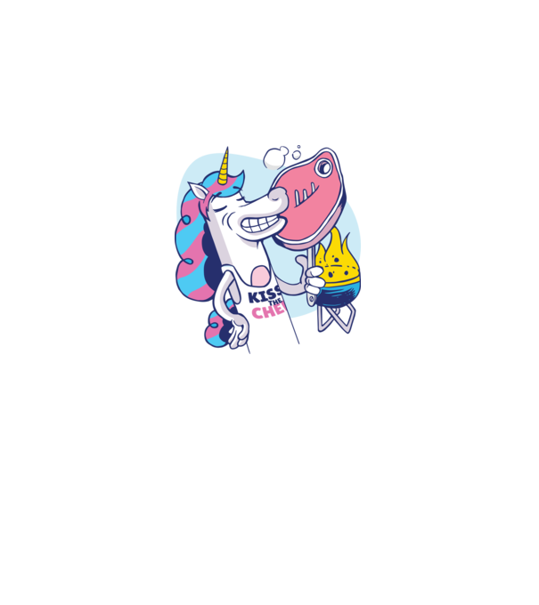 Unicorn Steak BBQ model alb pe tricou