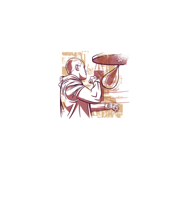 Pugilist model alb pe tricou