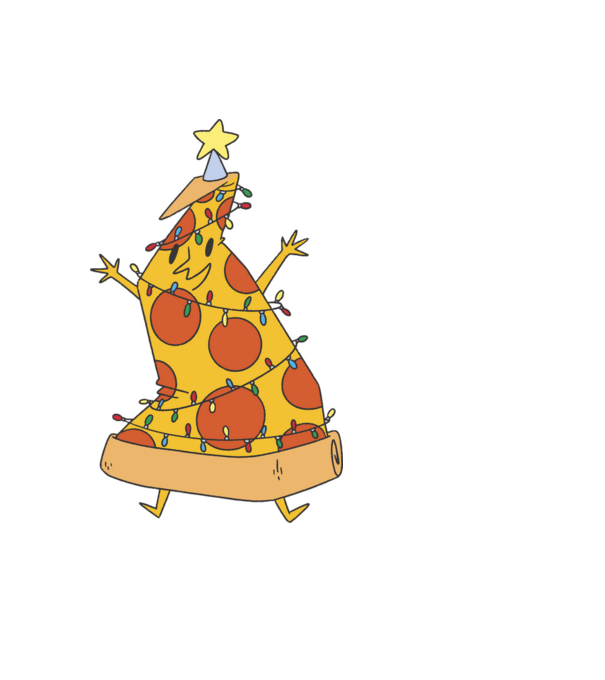 Pizza pom de Crăciun model negru pe tricou