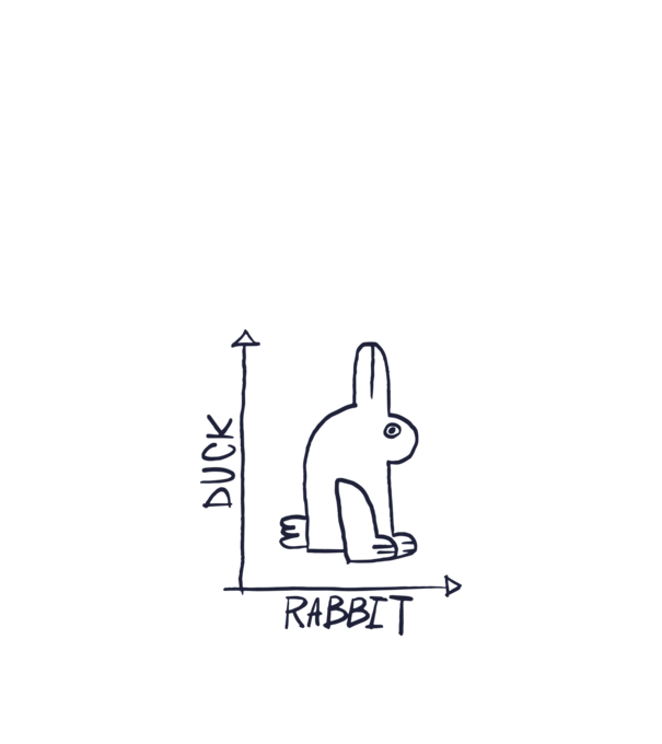 Rabbit vs Duck - Iepure sau Rață model nisipiu pe tricou