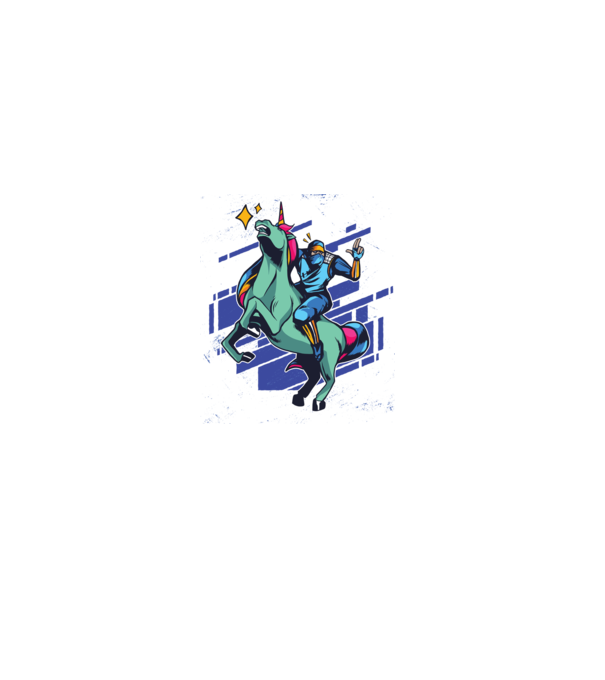 Unicorn Ninja model albastru deschis pe tricou