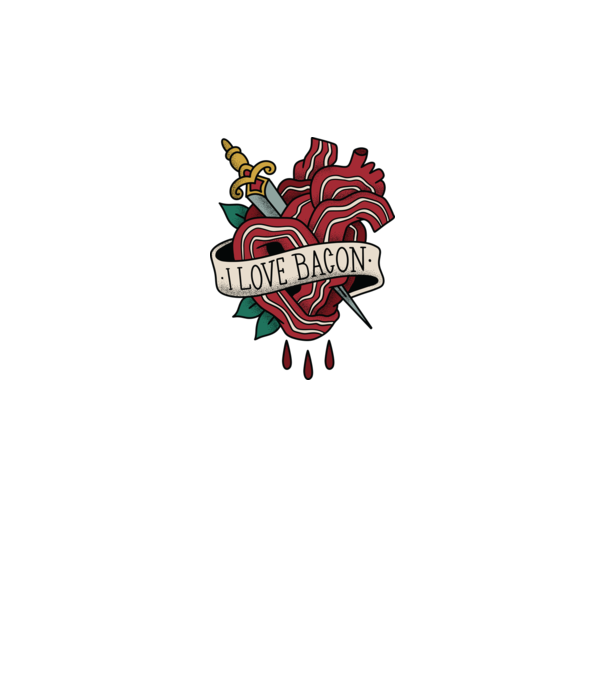 Love Bacon Tatuaj model alb pe tricou