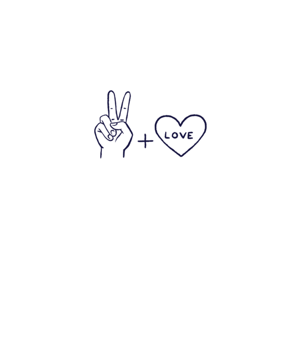 Peace + Love model alb pe tricou