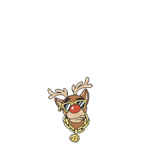 Gangster Reindeer model alb pe tricou