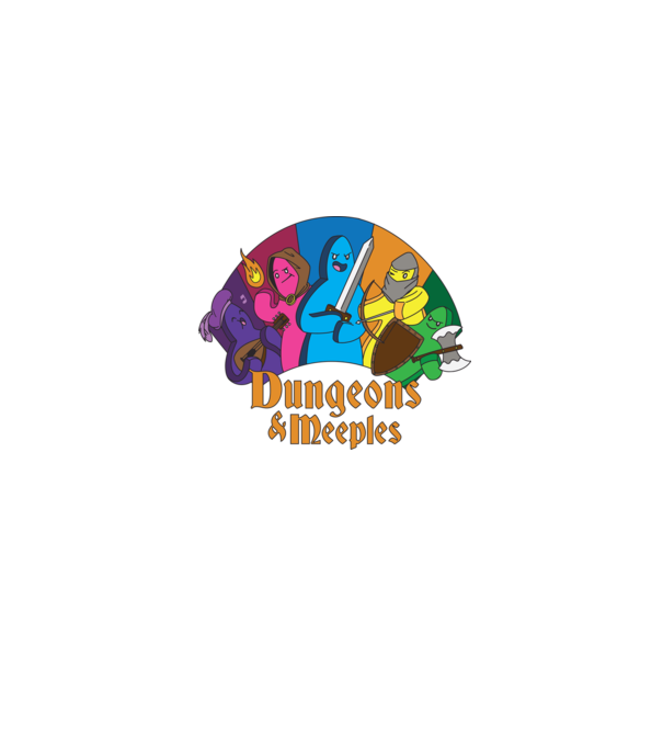 Dungeons Meeples model albastru jeanși pe tricou