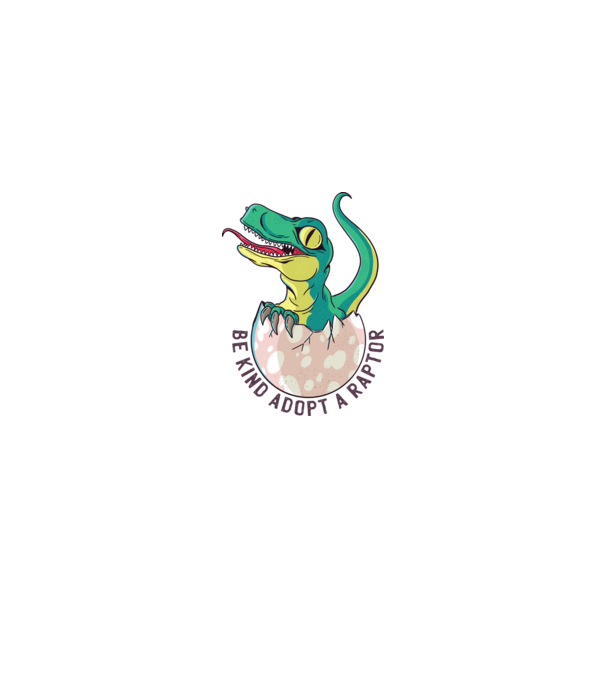 Be kind adopt a Raptor tricou cu dinozaur model alb pe tricou