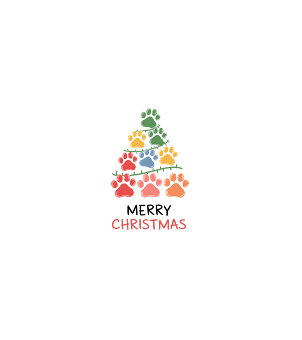 Merry Christmas Paws Alb model albastru deschis pe tricou